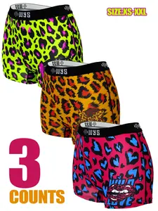 Women's Sporty Briefs Set, Comfortable Breathable Elastic Leopard Pattern Underwear, Digital Print Colorful Fashion Fit for Gym Yoga Running Swimming