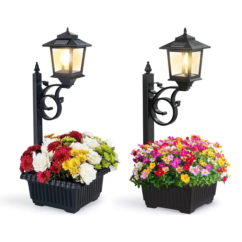 2-Pack Dusk-to-Dawn Outdoor Lamp Post Light Fixtures – 17.72in Pole Pier Mount, Aluminum Alloy