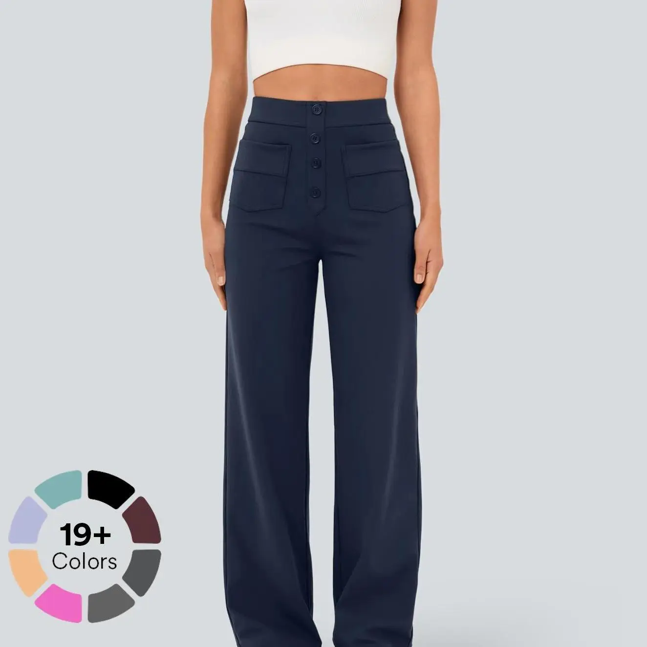 Halara High Waisted Button Multiple Pockets Straight Leg Casual Pants #RushReady2025 #fall #fallfasion