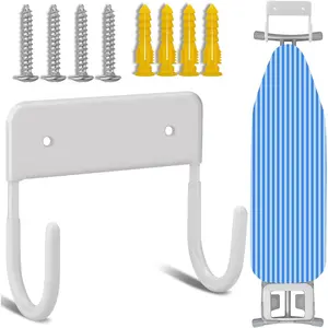 Wall Mount Ironing Board Hanger for Laundry Rooms White