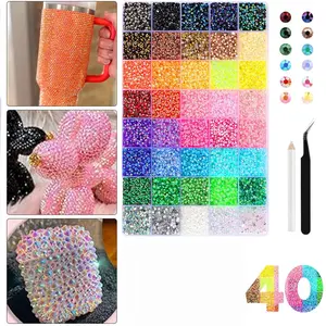 40 Grid Colorful Jelly Rhinestones 32000Pcs Multicolor Resin Flatback Gems with Kit Tools for Diamond Art Bedazzling Jewelry Crafting Book Shoes Nail Art Gift to Her