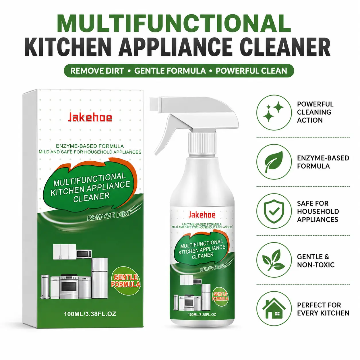 Kitchen Appliance Cleaner Spray Lemon Scented All Purpose Cleaner and Degreaser Removes Stubborn Grease and Stain for Stove Stave Surface Cleaning, Stove Cleaner, Kitchen Cleaning Product