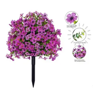 Bestselling Artificial Flowers Greenery Ground Stake Violet Eucalyptus Decor, Outdoor Flower Decoration for Yard Garden, Exterior Scene Setup, Artificial Flower Stakes