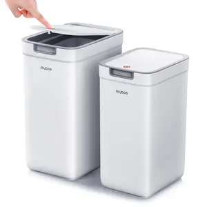 Joybos 3.6 Gallon + 2.4 Gallon Trash Can, Bathroom Two-Pack Trash Can with Lid, with Pop-Up Lid, Dog-Proof Small Trash Can, Slim Trash Can Wastebasket, Two-Pack Trash Can for Bathroom, Office, Bedroom, Living Room, Kitchen modern