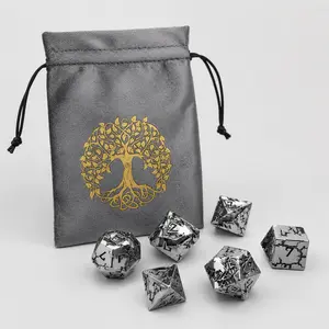 7PCS Metal DND Dice Set with Velvet Storage Pouch, Electroplated Polyhedral RPG Dice for Tabletop Role Playing Games, D20 Gaming Accessories, Dungeon Master Collector Gift