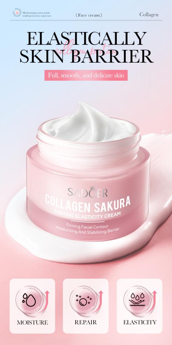 Cherry Blossom Collagen Face Cream – Moisturizes Firms & Plumps Skin for Radiant Complexion Daily Use - Facial