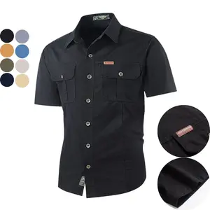 Men’s outdoor short-sleeve shirt for spring and summer—breathable, multi-pocket casual collared shirt.