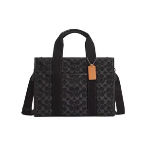 Coach Smith 34 Tote Bag with Monogram Print and Denim-Leather Combination for Men and Women