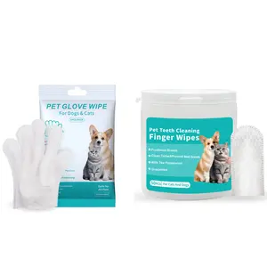 Pet Wipes Gloves & Pet Dental Wipes Set, Daily Care Disposable Travel-Friendly Nourishing Eco-Friendly Gloves, Fresh Breath Pet Hygiene Products