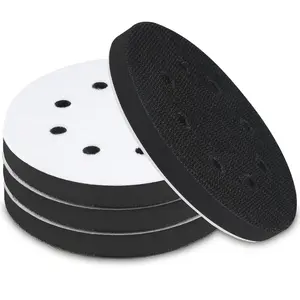 4 Pack 5 Inch 8 Holes  Sanding Pads, Soft Density Interface Pad, Hook and Loop Sponge Cushion Buffer Backing Pad for Orbital Sander