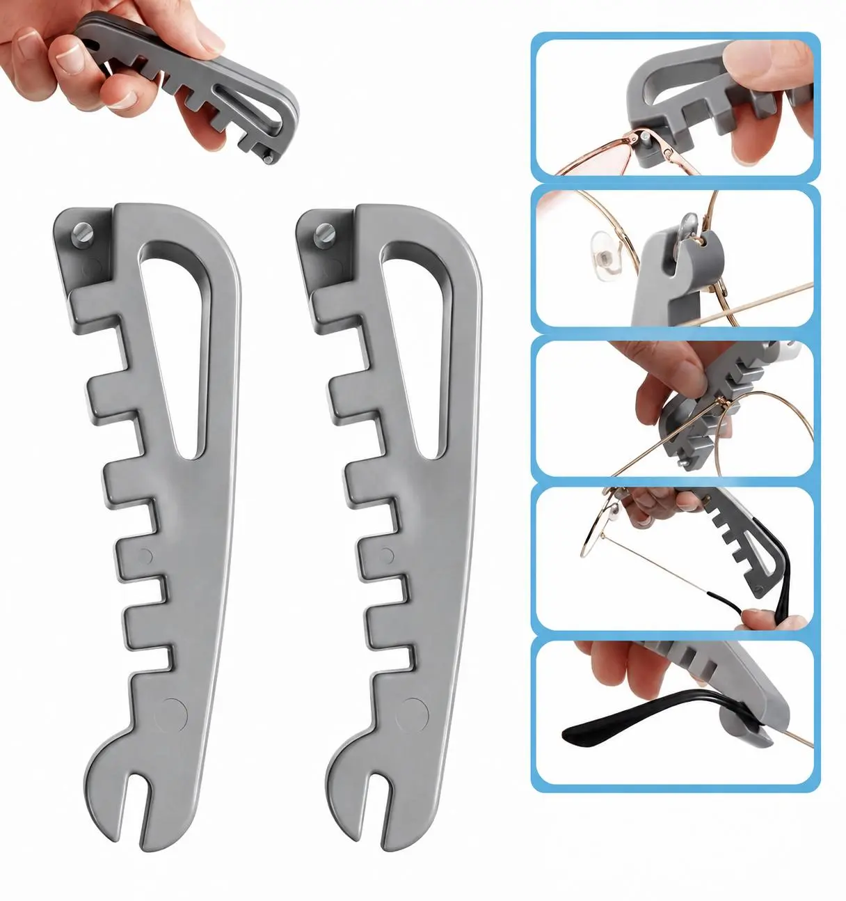 2PC Glasses Frame Bender & Curvature Adjuster – Portable Multi-Function DIY Tool for Temple Arms & Nose Pads Repair