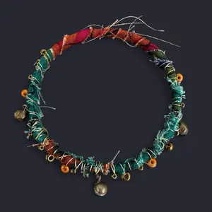 Fabric Wire Wrapped Bangle Bracelet