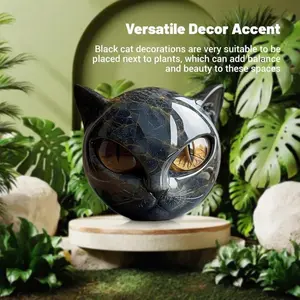 Cat Sculpture Decoration Ornament, Halloween Cat Head Display Piece, Cute Animal Design, Decorative Figurine, Statue Figurines for Home & Office, Unique Gift Idea, Home Decor Accessory, Collectible Home Decor, Resin Sculptures