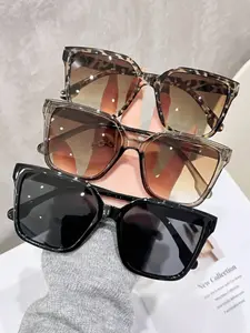 Women's Oversized Leopard Plastic Glasses, Fashion Sport Style Frame, Outdoor Summer Beach Travel Party Accessories