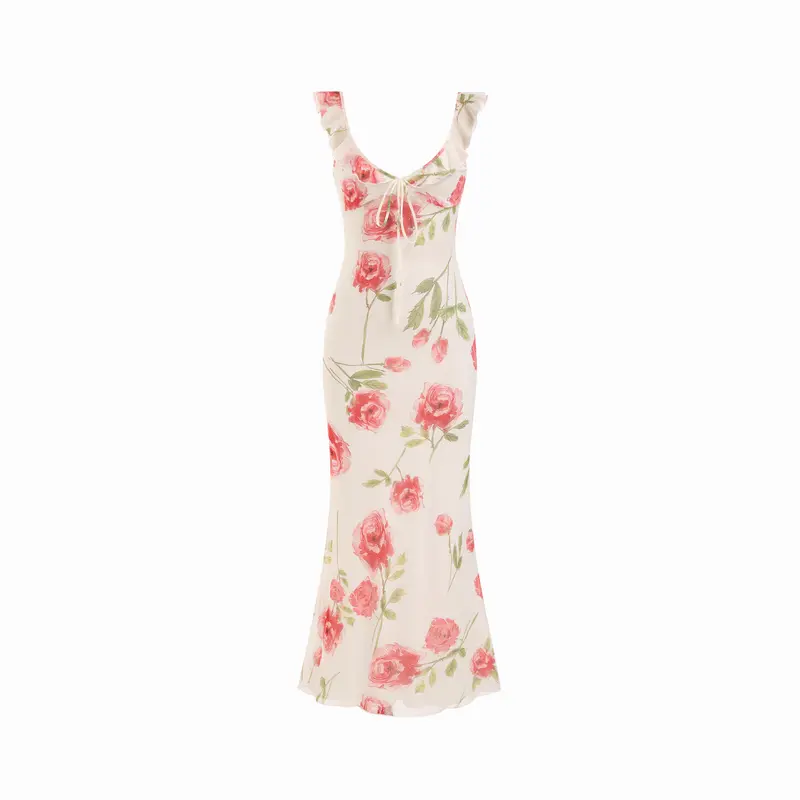 velvet v-neck floral cut out knotted midi dress V-Neck Velvet Jacquard A-Line Midi Dress