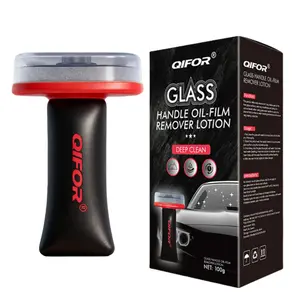 QIFOR Glass Oil Film Remover for Car,Roll-On Glass Compound with Cleaning Board,Removes Oil Film & Smudges,Universal Anti-Rain Fog BrushOil Film Remover for Car Windshields and Windows(100g)