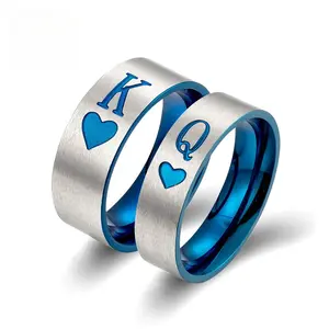 KING and QUEEN Stainless Steel Heart Couple Rings - Versatile Matching Pair for Lovers