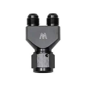 Alloyworks Y Block Adapter Fittings -8 AN Female To Parallel Exit Dual -6 AN Male