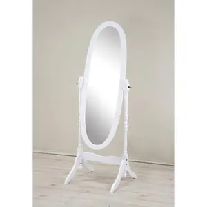 Queen Anna Style Floor Mirror – Tilts for Full-Body View, Freestanding, No Wall Mount. Elegant White Wood Frame. 59.25" Tall Perfect for Bedroom or Entryway