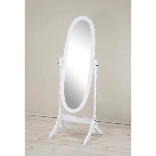Queen Anna Style Floor Mirror – Tilts for Full-Body View, Freestanding, No Wall Mount. Elegant White Wood Frame. 59.25" Tall Perfect for Bedroom or Entryway