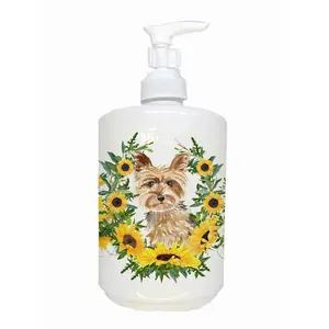 212 MAIN Yorkie Ceramic Soap Dispenser - 7 in Pump Top, Colorful Artwork, Bathroom Accessory for Home Bathroom and Kitchen Use