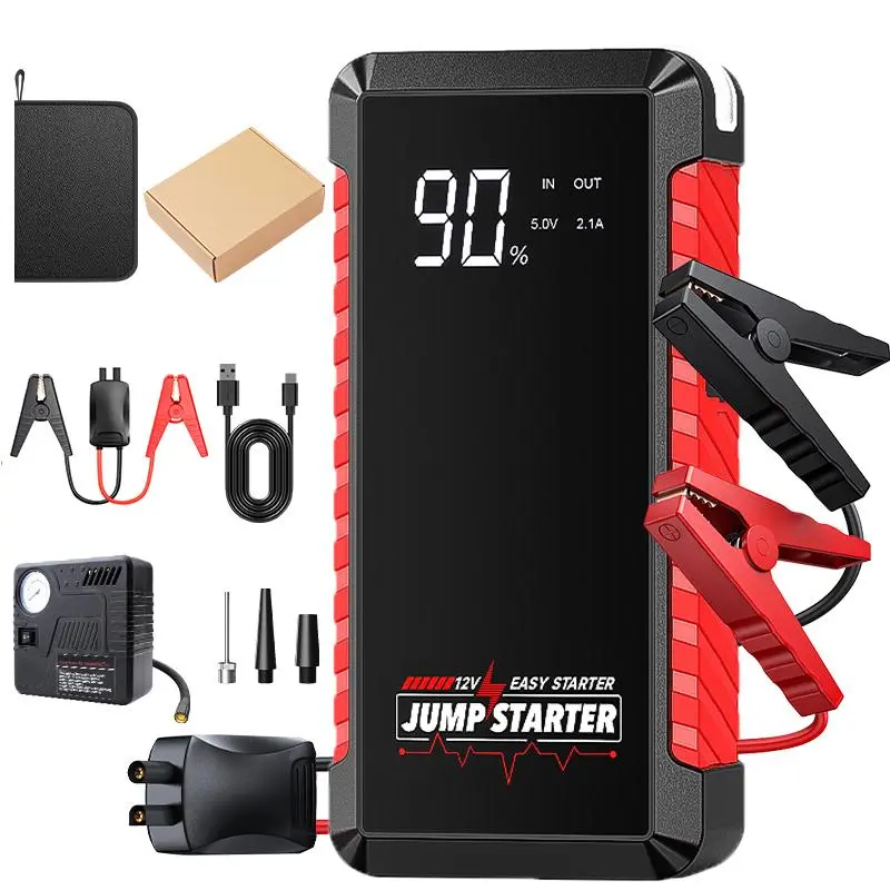 2000A Peak Car Jump Starter, Portable 12V Car Battery Jump Starter with Tire Inflation, LED Lighting & Type C Charging Function, Car Battery Charger, Car Accessories