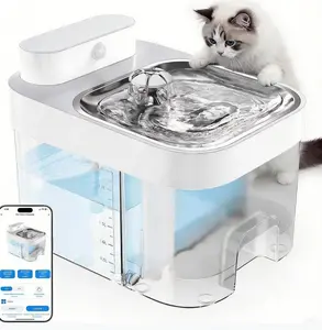 2026 Latest Cat Water Fountain, No Filter Cotton, AppMonitoring Wastewater Separation Wireless Pet Fountain,5000mAh Battery & Plug-in, 3L/101oz Water Dispenser forCats Indoor, 2.4G Wi-Fi