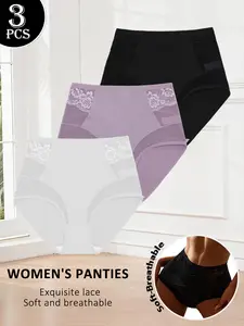 3/5 Pcs Seamless Shapewear Lace Briefs Panties, High Waist Wide Leg + Side Lace, Zero Restriction, Postpartum Recovery & Daily Use
