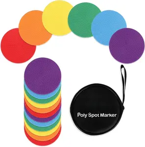 4inch & 9inch Poly Spot Markers for Agility Dot for Gym/PE , Dance, 6/12/24 Pcs Round Multiple Color & Size Rubber Non-Slip Spot Marker for , Floor Dots and  Activities