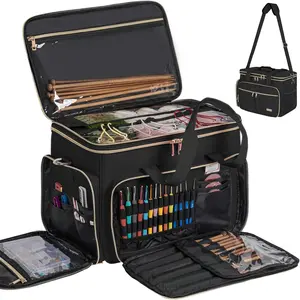 Large Knitting Bag Yarn Storage Organizer,Portable Crochet Tote Bag,Yarn Bags for Crocheting  The Go for Knitting , Crochet Hooks, Knitting Accessories, Unfinished Project