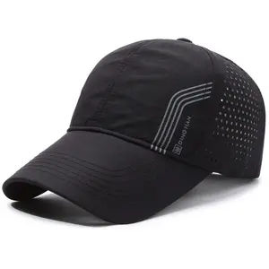 Reflective Unisex Adjustable Baseball Cap - Quick-Dry Mesh, Lightweight & Collapsible for,, Outdoor - Wide Headband (Fits Ponytail) - Men's & Women's Black/White Athletic Hat for Night Visibility,, Beach