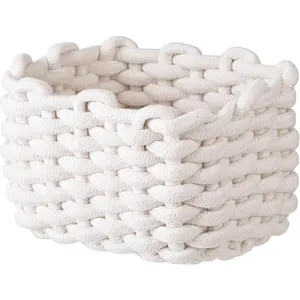 Small Woven Square Basket for Storage & Organizing, Cute Mini Cotton Rope Empty Gift Basket for Mother's Day Bedside Caddy Shelves Bathroom Dresser, Minimalist Chic Design for Nursery, Bedroom, Office