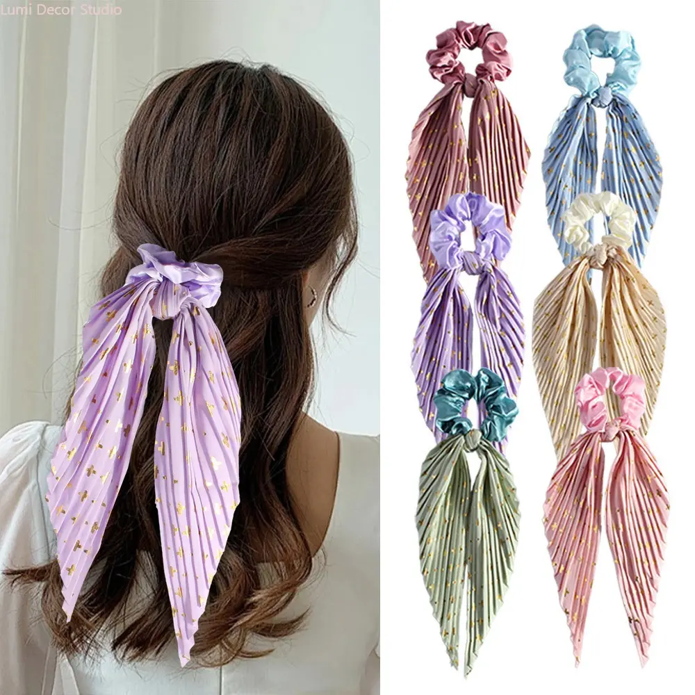 6 Pack Large Knotted Satin Bow Scrunchies for Women Girls, Soft Ribbon Hair Ties for Ponytails and Buns, Female, Teens, All Ages, All-Day Wear, Comfortable Hold, Casual, Bow Scrunchie, Soft Satin, Cute