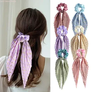 6 PCS Women's Bow Scrunchies Hair Ties – Big Satin Knotted Ribbon Hair Elastics for Ponytails, Braids, and Everyday Styling
