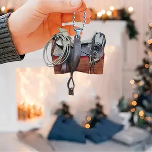 Western Cowboy Saddle Car Hanging Decoration, Exquisite Acrylic Cowboy Hanging Pendant, Car Interior Pendant, Car Trinkets