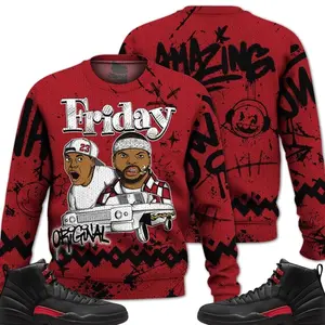 Bloodline 12s Outfit Ugly Sweater, Meme Friday Graphic Tee Sneaker Color Match Shirts