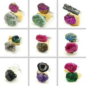 [No.128-136 Tray # 6 ]Unique Handmade Natural Crystal Ring For Christmas Gift