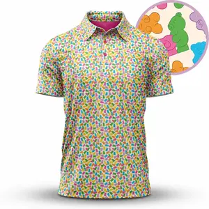 Colorful Gummy Bear Golf Polo Shirt Mens Retro Summer Outfit