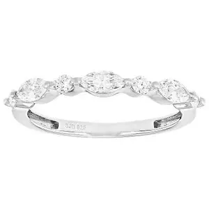 JTV White Lab-Grown Diamond H SI Rhodium Over Sterling Silver Band Ring 0.50ctw