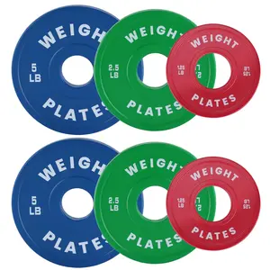 Garvee Fractional Bumper Plate,Small Change Plates 2-Inch Rubber Coated,1.25Lbs,2.5Lbs,5Lbs,10Lbs,17.5Lbs,37.5 Lbs Barbell Plates Single,Pairs,Set Optionsfor Gym,Home Strength Training