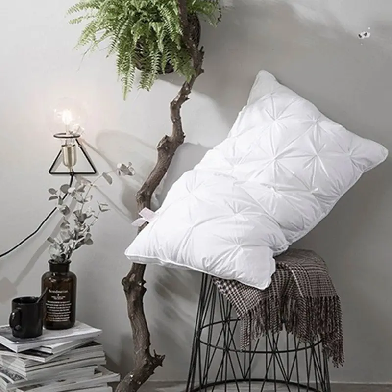 Single Home Down Pillow w/ Neck Support & Sleep Aid - 48x75x10cm, Brushed Cotton Fabric, Down Alternative Polyester Fiber Fill (100% Polyester)