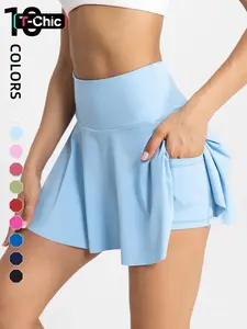 Women's Pleated Tennis Skirt with Shorts, 2-In-1 Running Sports Skirt Set, Yoga Mini Skirt with Side Pockets, Workout Skirts, Comfortable Fit for Gym, High Waist Skorts, Athletic Skorts, High Waisted Skorts
