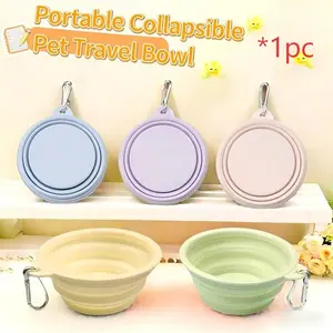 350Ml/12oz - 1000ml/33oz, Small Foldable Dog Bowl, Portable and Foldable Pet Travel Bowl, Outdoor Drinking Bowl, Silicone Drinking Basin with 1 Mountaineering Buckle Suitable for Dogs, Cats and Small Animals