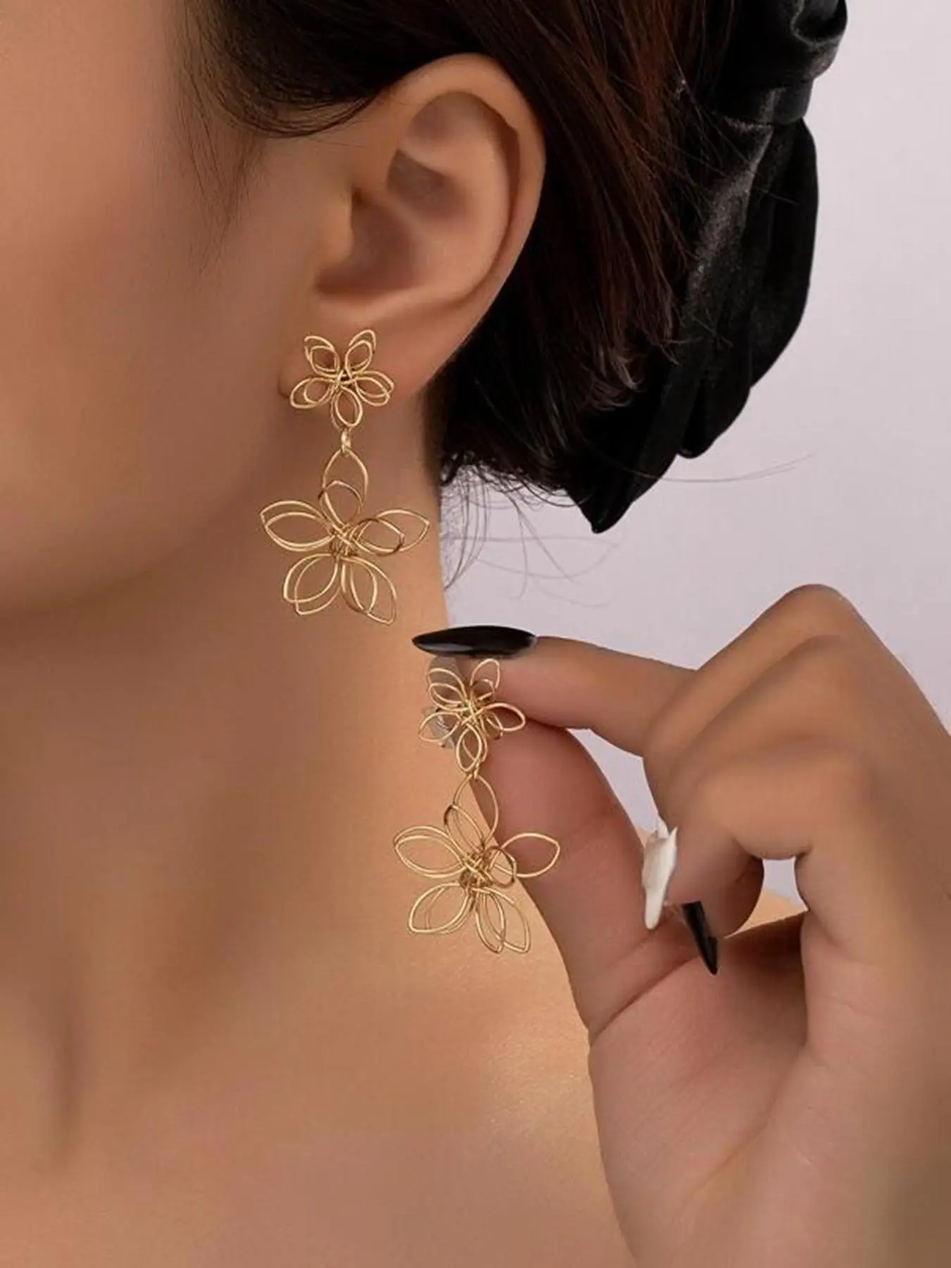 1 Pair Fashion Flower Design Dangle High Quality Cute Earrings, Dangling Earrings, Casual Hollow out Design Jewelry for Women, Trendy Matching Jewelry Gift for Party and Daily Life