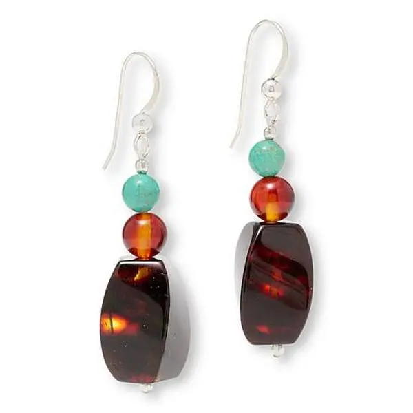 Mine Finds by Jay King Amber and Azure Peaks Turquoise Drop Earrings
