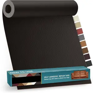 Leather Repair Patch Tape Kit, 4" x 63" Self Adhesive Leather Repair Patch for Furniture, Vinyl Leather Repair Kit for Car Seat, Chairs, Couch, Sofa, Boat Black