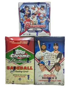 MLB PYT 3 Box Mixer Break #148 - 2025 Topps Chrome Platinum '55 Baseball Hobby Box, 2026 Topps Series 2 Hobby Box and 2026 Bowman Mega Box