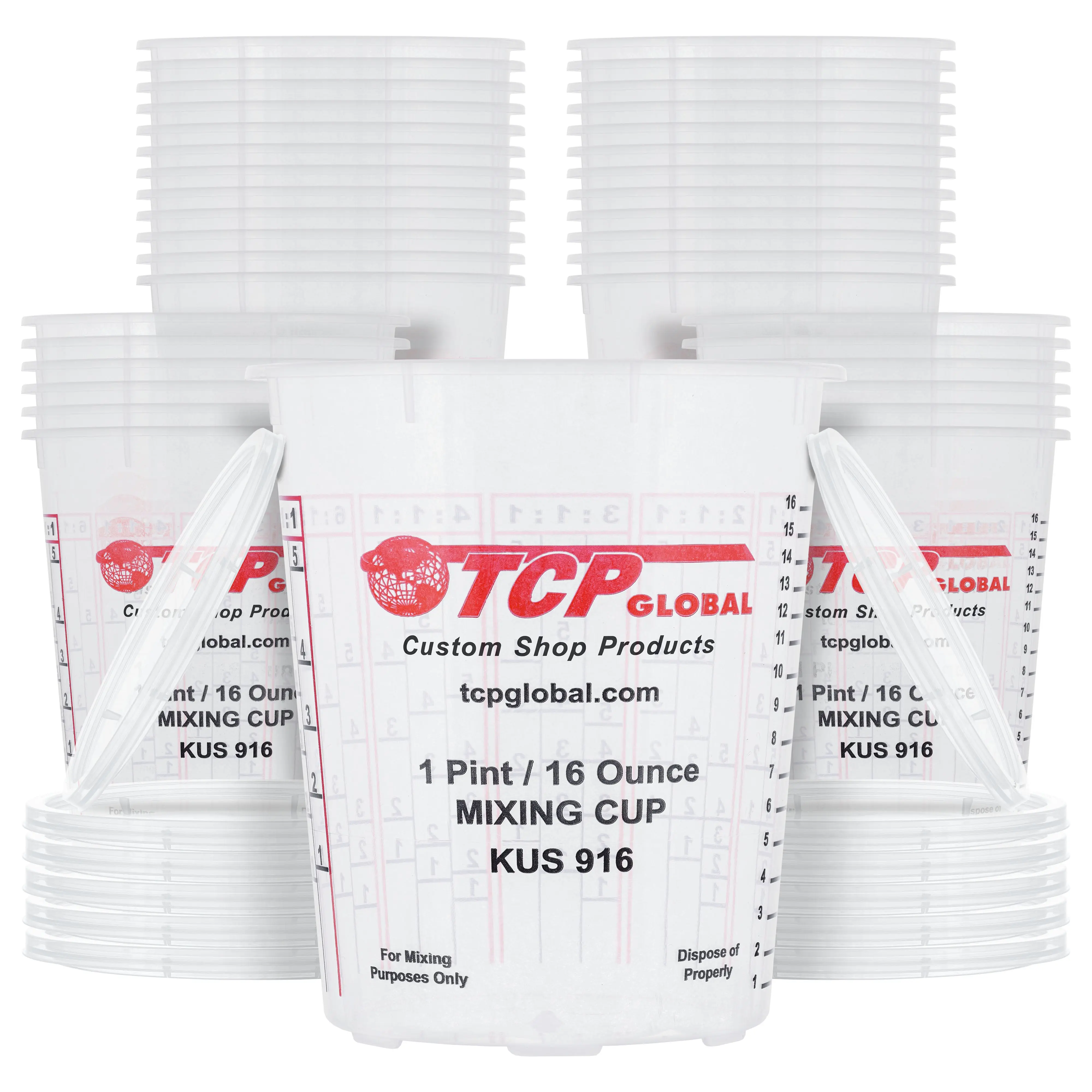 Paint Mixing Cups, 16-Ounce (Box of 36) - Plastic Measuring Cups for Liquids, Automotive Painting, Epoxy Resin, Acrylic Arts, Crafts