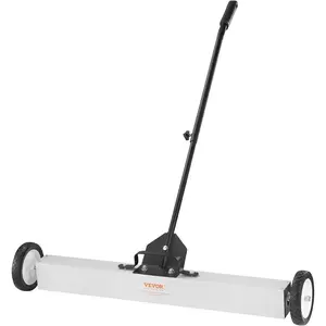 VEVOR 50Lbs Rolling Magnetic Sweeper with Wheels, 24-inch Large Magnet Pickup Lawn Sweeper with Telescoping Handle, Push-Type Magnetic Pick Up Sweeper, Easy Cleanup of Workshop Yard GarageVEVOR Super Brand Day