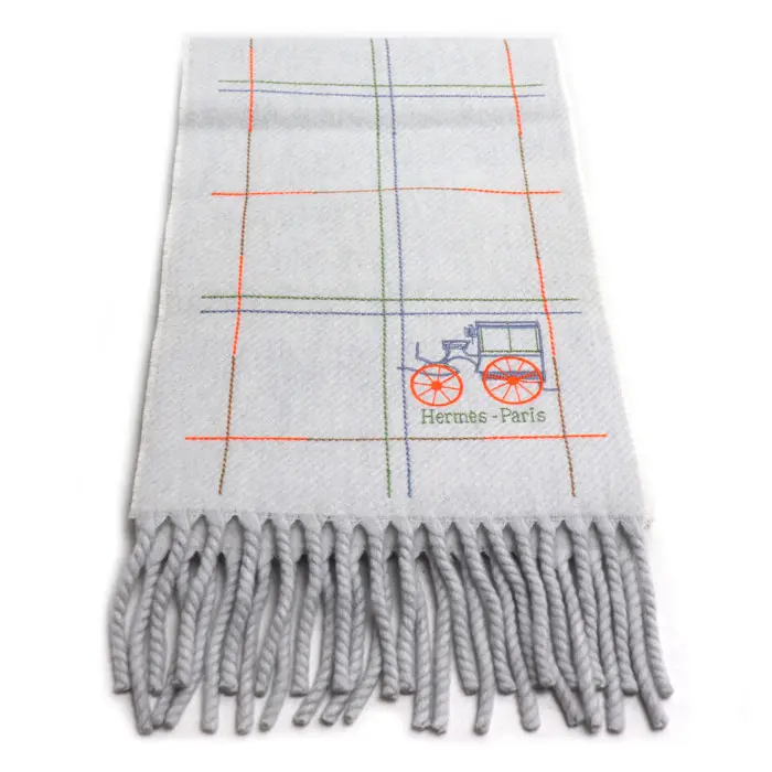 Pre-owned HERMÈS Cashmere Small Leather Goods Grand Brodé Berlino Scarf